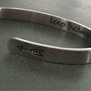 Great gift idea Sleek Silver Cuff Bracelet w/hidden inspirational message